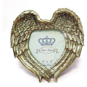 Vintage Gold 4x4 Inch Wings Picture Frame Resin Photo Frame Home Decoration for Art Table Display