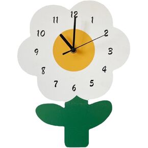 Amosfun Flower Wall Clock Battery Operated Non Ticking Flower Design Wall Clock Rustic Wall Clock for Living Room Bedroom Kitchen Office Classroom Decor 10x12 Inch
