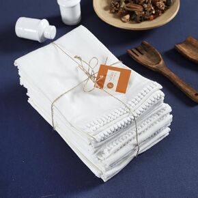 Kitchen Towel Sets Cotton Tea Towels Absorbent Dish Towels Use in DIY Crafts & Embroidery Thick Cotton Dish Cloths for Kitchen Cleaning - 18x28 inch, Pack of 6 - White