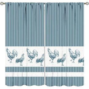 Rooster Curtains Rustic Farm Sunflower Chicken Pattern Window Treatments for Bedroom Living Room Kitchen Watercolor Painting Décor Drapes 2 Panel Sets Total Size 42" x 45"
