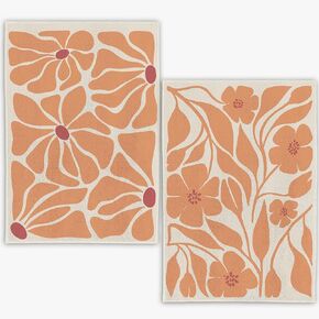 Boho Floral Kitchen Towels Set of 2- Black Floral Hand Towels, Beige Dish Towels, Decorative Kitchen Towels, Botanical Decorative Kitchen Towels, Boho Hand Towels for Bathroom, 16×24 Inches
