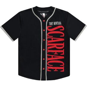 Scarface Tony Montana Men's Jersey - Mesh Button Down Baseball Jersey Movie Retro Fashion Top