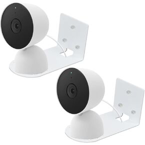 Metal Wall Mount Compatible with Google Nest Cam Outdoor Battery 2nd Generation, Indoor Outdoor Security Camera Adhesive Wall Mount Bracket No Drilling Mounting Bracket for Better View Angle, 2Pack