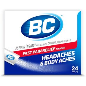 BC Powder Original Strength Pain Reliever, Aspirin Dissolve Packs, 24 Count (2 Pack)