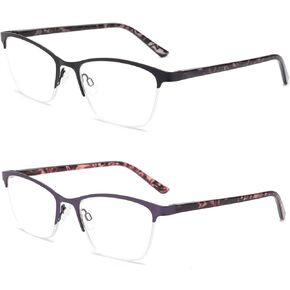 Half Frame Metal Reading Glasses for Women,Oprah's Cat Eye Computer Readers with Spring Hinge Frame UV400 Protection