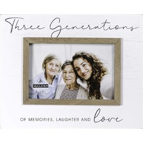 Malden International Designs 4x6 Three Generations Script Sentiments Picture Frame Three Generations Of Memories Laughter And Love White MDF Wood Frame Raised Brown Inner Wood Moulding