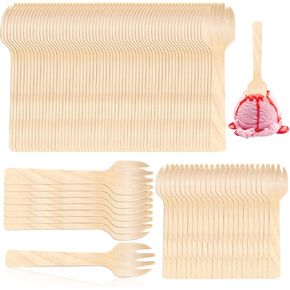 200 Pack 4" Mini Wooden Spork Disposable Spork Biodegradable Birchwood Fork Spoon for Camping, Party, Wedding and Family Gatherings
