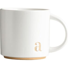 COLLECTIVE HOME - Monogram Ceramic Mugs, 15 oz Golden Initial Coffee Cups, Elegant Alphabet Tea Mugs, Elegant Personalized Mug with Gift Box, Luxurious Cups for Office and Home (m)