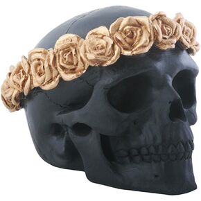 YTC 3 Inch Black Skull Head with Copper Colored Flower Headband