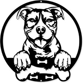 NBEADS Pit Bull Metal Wall Art Decor, Matte Style Wall Hanging Decor Silhouette Wall Art for Home Garden Hotel Office Wall Festival Decoration Gift, 11.8×11.8 Inch