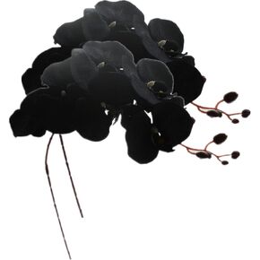 Rikyo 8 Heads Faux Orchid,40" Bouquets 2 Stem Phalaenopsis No Fade Petals Fake Flowers Forever Plants for Home Decoration, Office Decor,Wedding Party Decoration (Black)