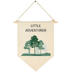 Green Forest-Little Adventure-Flag Sign Gifts for Baby Newborn Boys Girls Kids-Banner Wall Decor Gifts for Nursery Bedroom Playroom Front Door-Baby Gift Shower-New Home Birthday Christmas Gift