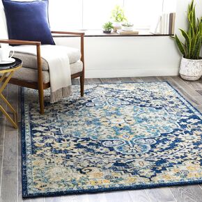 Livabliss Odelia Vintage Bohemian Area Rug,7'10" x 10',Navy/Sky Blue