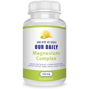 Magnesium Complex Supplement (500mg / 90 Capsules) - Magnesium Blend with Aspartate, Oxide, Glycinate, Gluconate & Citrate – High Absorption & Non GMO