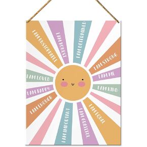 Nursery Wood Sign Decor for Girls, Little She Is Fierce, Boho Nursery Kids Daughter Room Playroom Motivational Decor Inspirational Wall Art Decoration for Homeschool