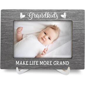 Grandparents Gift 4x6 Picture Frames, Grandkids Grandma Grandpa Gifts Wood Photo Frame, New Grandparents Gift Grandchild Grandchildren Photo Picture Frame for Wall and Tabletop Display