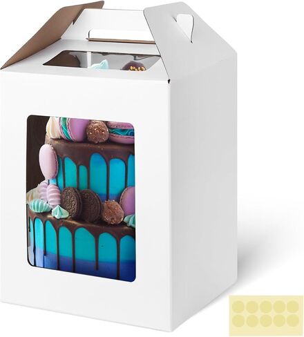 3 قطع من علب الكيك من جوهاوس، حاملات الكيك مقاس 30.48 × 30.48 × 35.56 سم، حاويات كعكة للاستعمال مرة واحدة مع مقبض للكعك ذو الطبقات، وصناديق كعكة طويلة لحفلات أعياد الميلاد والزفاف in Kuwait