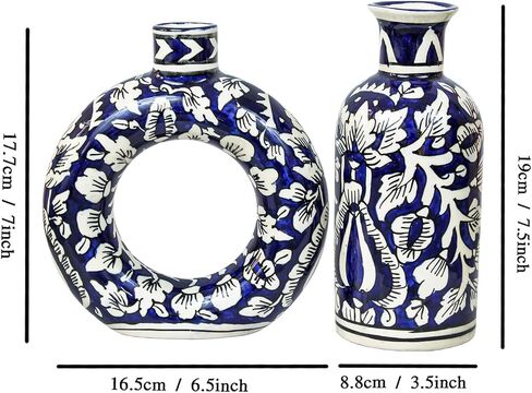 TIED RIBBONS Ceramic Vase Set of 2 | 7.5, 7 Inch | Decorative Vase for Living Room, Bedroom, Entryway Decor, Home, Minimalist, Shelf Decor Aesthetic | Vases for Centerpiece in Saudi Arabia