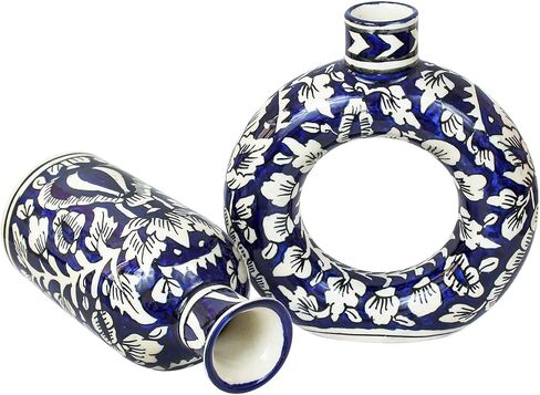 TIED RIBBONS Ceramic Vase Set of 2 | 7.5, 7 Inch | Decorative Vase for Living Room, Bedroom, Entryway Decor, Home, Minimalist, Shelf Decor Aesthetic | Vases for Centerpiece in Saudi Arabia