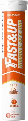 FAST&UP Vitamin C, Vitamin D3 & Zinc -Complete Immunity Support- 20 Effervescent Tablets - One Daily - Orange Flavour in Kuwait