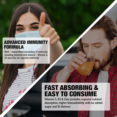 FAST&UP Vitamin C, Vitamin D3 & Zinc -Complete Immunity Support- 20 Effervescent Tablets - One Daily - Orange Flavour in Kuwait