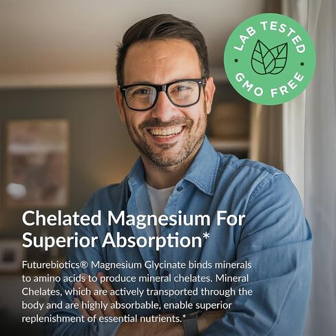 Futurebiotics مغنيسيوم جليسينات 200 مجم لكل جرعة، مخلبي لامتصاص عالي، لطيف على المعدة، غير معدل وراثيًا، 120 كبسولة نباتية in Saudi Arabia