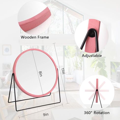 مرآة مكتب مرآة مكياج فانيتي جدار خشبي أبيض ريفي أو سطح الطاولة 9 بوصات مرآة مكياج لغرفة النوم والمزرعة وغرفة النوم وغرفة المعيشة والحمام in Kuwait