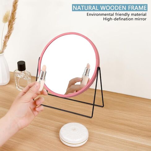 مرآة مكتب مرآة مكياج فانيتي جدار خشبي أبيض ريفي أو سطح الطاولة 9 بوصات مرآة مكياج لغرفة النوم والمزرعة وغرفة النوم وغرفة المعيشة والحمام in Kuwait
