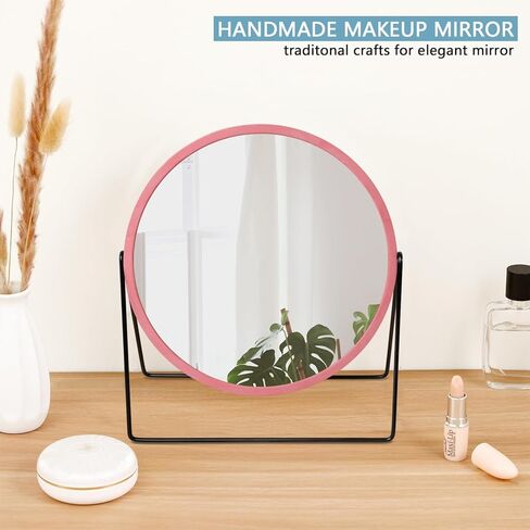 مرآة مكتب مرآة مكياج فانيتي جدار خشبي أبيض ريفي أو سطح الطاولة 9 بوصات مرآة مكياج لغرفة النوم والمزرعة وغرفة النوم وغرفة المعيشة والحمام in Kuwait