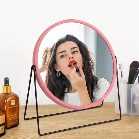 مرآة مكتب مرآة مكياج فانيتي جدار خشبي أبيض ريفي أو سطح الطاولة 9 بوصات مرآة مكياج لغرفة النوم والمزرعة وغرفة النوم وغرفة المعيشة والحمام in Kuwait