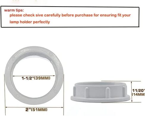 حلقات تظليل مقبس الضوء، حلقة مقبس ملولبة من الألومنيوم لمقابس E26 ذات القاعدة المتوسطة، حلقات الاحتفاظ لظلال المصابيح الزجاجية/تركيبات الإضاءة (4 عبوات من اللون الأبيض، لقطر الخيط 1-1/2 بوصة) in Kuwait