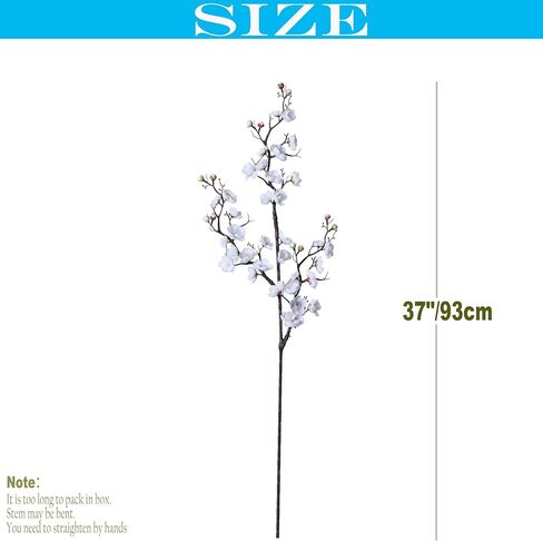 cn-Knight 3pcs Artificial Cherry Blossom Branches,37 Inch Long Stem Silk Plum Blossom with Buds,Realistic Japanese Apricot for Home Décor Centerpiece Wedding Bouquet,White in Kuwait