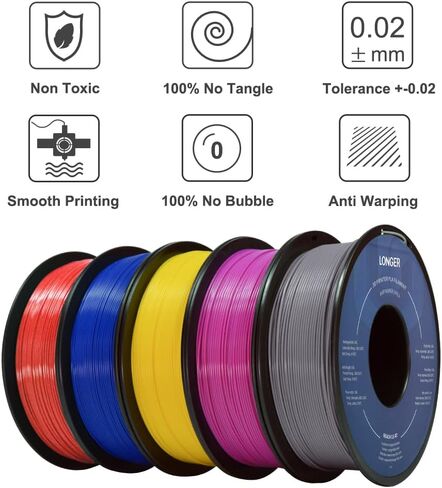 خيوط PLA 1.75 مم خيوط طابعة Pla 3D، 2.2 رطل (1 كجم) خيوط طباعة ثلاثية الأبعاد دقة الأبعاد السوداء +/- 0.02 مم عبوة واحدة in Kuwait