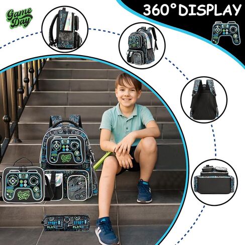 Meetbelify Backpacks for Boys School Backpacks for Elementary Students Ages 8-10 Kids Aesthetic Travel Backpack Laptop Bookbag with Lunch Box Pencil Case 3 in 1 Backpack Set for Boys in Saudi Arabia