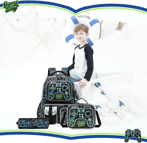 Meetbelify Backpacks for Boys School Backpacks for Elementary Students Ages 8-10 Kids Aesthetic Travel Backpack Laptop Bookbag with Lunch Box Pencil Case 3 in 1 Backpack Set for Boys in Saudi Arabia