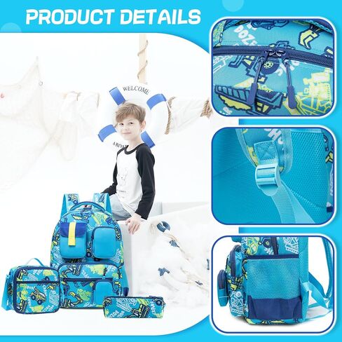 Meetbelify Backpacks for Boys School Backpacks for Elementary Students Ages 8-10 Kids Aesthetic Travel Backpack Laptop Bookbag with Lunch Box Pencil Case 3 in 1 Backpack Set for Boys in Saudi Arabia