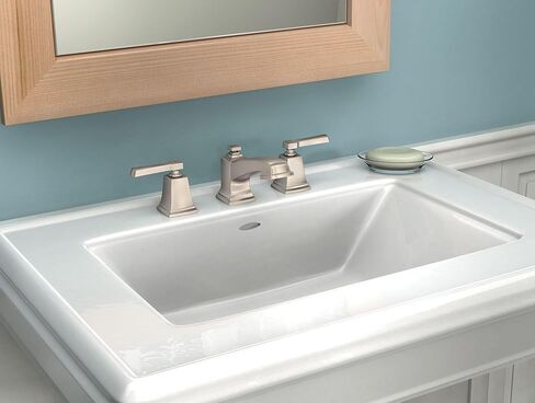 Moen Boardwalk Chrome Two-Handle High Arc Widespread Bathroom Sink Faucet for 3-Hole Setups with Valve Included, TV6220 in Saudi Arabia