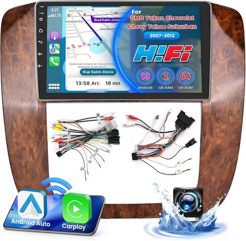 Roinvou 2+64G Android 13 CarPlay Stereo لـ 2007-2012 GMC Yukon Chevy Tahoe Suburban، راديو CarPlay اللاسلكي مع Android Auto، شاشة لمس 9 بوصات في لوحة القيادة تدعم مرآة Link BT HiFi WiFi in Saudi Arabia