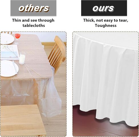 مفرش طاولة بلاستيكي مستدير من Fixwal للاستعمال مرة واحدة، 12 قطعة مفرش طاولة أبيض مستدير مقاس 84 بوصة، مفرش طاولة للحفلات وحفلات أعياد الميلاد وحفلات الزفاف in Kuwait