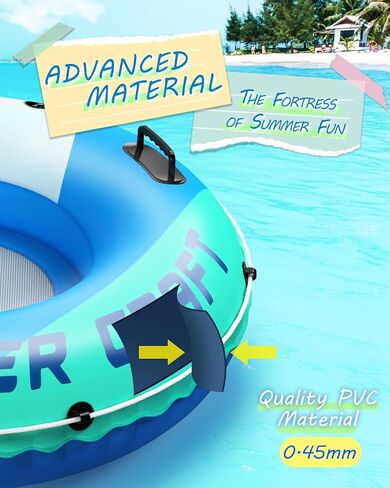 Heavy Duty River Tube, Inflatable Floating Tube with Backrests, Cupholders & Handles - Extra Large, Deluxe Pool Tube for Summer Relaxation in Saudi Arabia