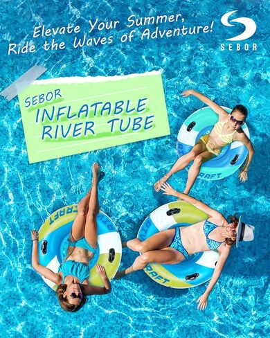 Heavy Duty River Tube, Inflatable Floating Tube with Backrests, Cupholders & Handles - Extra Large, Deluxe Pool Tube for Summer Relaxation in Saudi Arabia