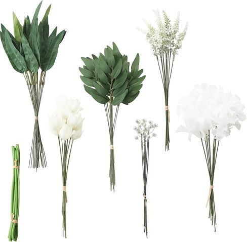 Floroom Artificial Greenery Stems Box Set, 39pcs with 8 Kinds of Faux Greenery Flowers Picks for DIY Bridal Bouquets Wedding Floral Arrangement Table Centerpieces, Earth Tones & Teal in Kuwait
