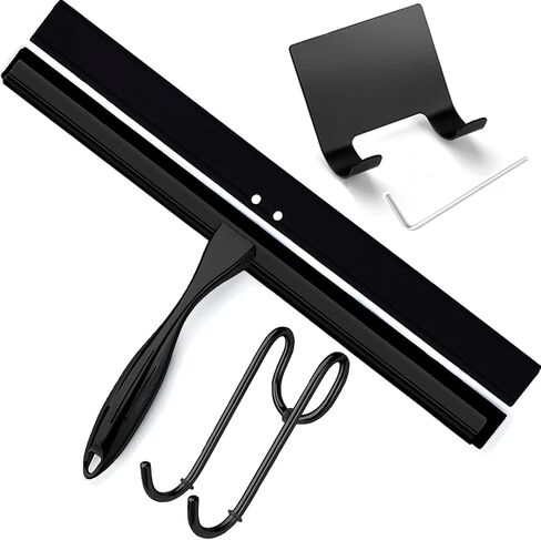 Shower Squeegee for Glass Doors, 14 Inches Bathroom Squeegee with Spare Silicone Blade, Shower Door Hook and Adhesive Hook, Stainless Steel Bathroom Squeegee for Mirror Window (14in-Gold-1 Pack) in Saudi Arabia