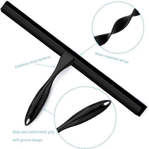 Shower Squeegee for Glass Doors, 14 Inches Bathroom Squeegee with Spare Silicone Blade, Shower Door Hook and Adhesive Hook, Stainless Steel Bathroom Squeegee for Mirror Window (14in-Gold-1 Pack) in Saudi Arabia