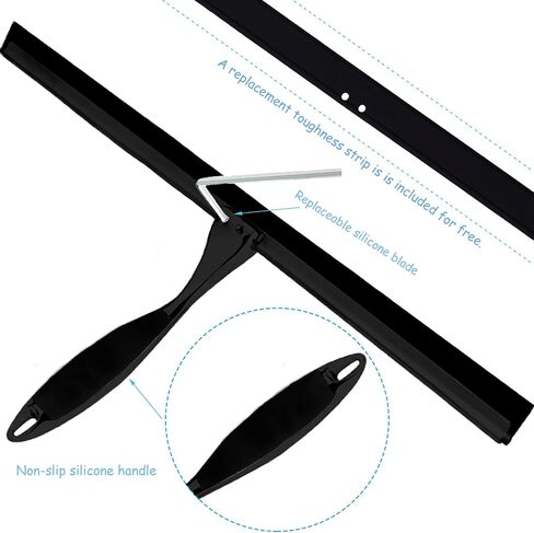 Shower Squeegee for Glass Doors, 14 Inches Bathroom Squeegee with Spare Silicone Blade, Shower Door Hook and Adhesive Hook, Stainless Steel Bathroom Squeegee for Mirror Window (14in-Gold-1 Pack) in Saudi Arabia