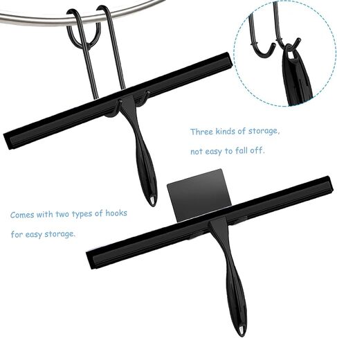 Shower Squeegee for Glass Doors, 14 Inches Bathroom Squeegee with Spare Silicone Blade, Shower Door Hook and Adhesive Hook, Stainless Steel Bathroom Squeegee for Mirror Window (14in-Gold-1 Pack) in Saudi Arabia