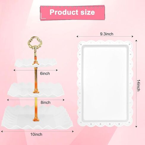 5 Pcs Dessert Table Display Set - 2 Pcs 3-Tier Dessert Display Stands & 3 Pcs Serving Tray - Dessert Trays for Tea Parties,Birthdays & Baby Showers in Saudi Arabia