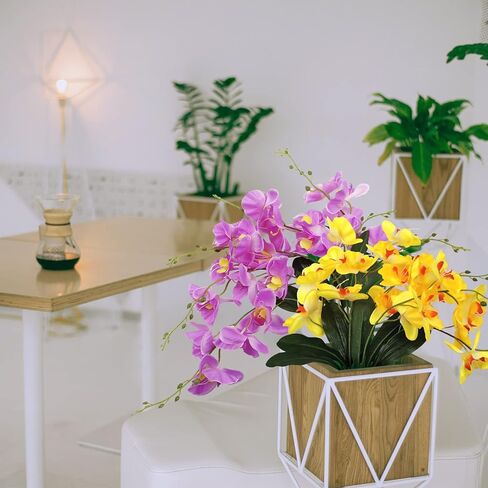 SNAIL GARDEN 2Pack Artificial Phalaenopsis Flowers, 40Heads Faux Orchid Flower Branches with Stems Leaves -Bendable & Adjustable Silk Butterfly Orchid for Home Office Wedding Decor(Yellow, Purple) in Kuwait