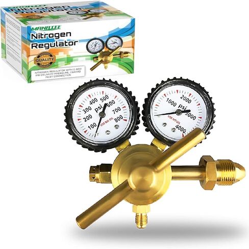 منظم النيتروجين مع ضغط توصيل 0-800 رطل لكل بوصة مربعة، وصلة مدخل CGA580 ووصلة مخرج مضيئة 1/4 بوصة من النحاس المتين الدقيق والموثوق - HVAC تطهير النحاس الصلب من Manatee in Kuwait