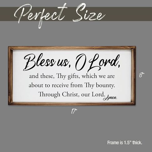 لافتة صلاة قبل الوجبات مع إطار لديكور المنزل - باركنا يا رب ديكور مزرعة ريفي خشبي مخصص (8 × 17 بوصة) in Kuwait